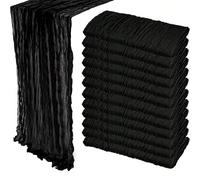71/118 pouces Chemin de table en coton épais noir, style bohème et campagnard, voile de chiffon d'été. Convient pour mariage, fête, anniversaire, décoration de la maison, décoration de vacances 90x300