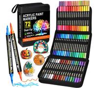 72 Couleurs Feutre Acrylique, Acrylic Paint Marker Double Pointe, Marqueur Acrylique Coloriage Adulte pour Pierres, Bois, Verre, Céramique, Tissu, Toile Et Papier, Stylos Acryliques Pour Enfants
