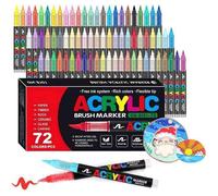 72 Couleurs Feutre Acrylique,stylos acryliques à pointe pinceau pour le coloriage adulte,Acrylic Paint Coloré Lot de 78 co MARQUEUR
