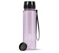 720°DGREE Gourde 1l “uberBottle“ +Tamis à Fruit, crystalClear - Sans BPA, Anti-fuite - Bouteille d'Eau transparent, Water Bottle idéale pour Sport, Randonnée, Gym, Camping, Université, Voyage, Travail