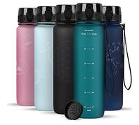 720°DGREE Gourde « uberBottle » softTouch + passoire avec échelle de motivation - 1 L - Sans BPA - Bouteille d'eau pour l'université, le sport, le fitness, le vélo, l'extérieur - Bouteille de sport en