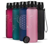 720°DGREE Gourde « uberBottle » softTouch + passoire avec motif - 1 L - Sans BPA - Bouteille d'eau pour l'université, le sport, le fitness, le vélo, l'extérieur - Bouteille de sport en Tritan - Léger,