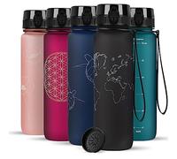 720°DGREE Gourde « uberBottle » softTouch + passoire avec motif - 1 L - Sans BPA - Bouteille d'eau pour l'université, le sport, le fitness, le vélo, l'extérieur - Bouteille de sport en Tritan - Léger,