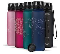 720°DGREE Gourde « uberBottle » softTouch + passoire avec motif - 1 L - Sans BPA - Bouteille d'eau pour l'université, le sport, le fitness, le vélo, l'extérieur - Bouteille de sport en Tritan - Léger,