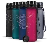 720°DGREE Gourde « uberBottle » softTouch + passoire avec motif - 1 L - Sans BPA - Bouteille d'eau pour l'université, le sport, le fitness, le vélo, l'extérieur - Bouteille de sport en Tritan - Léger,