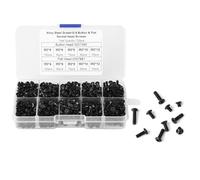 720pcs Bouton et Vis à Douille Hexagonale à Tête Plate avec Boîte en Plastique M3 4mm 6mm 8mm 10mm 12mm Noir en Alliage d'Acier