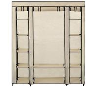 721196& Armoire garde-robe - Moderne Penderie, avec compartiments et tiges Crème 150x45x176 cm Tissu