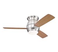 72181 Ventilateur de plafond d’intérieur en nickel brossé de 122 cm Halley, kit d‘éclairage avec verre opale dépoli