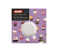 IBILI 729307 Barquette à Pâtisserie Carre Rond (50) 7, Papier, Blanc, 7 cm, 7 x 7 x 3 cm