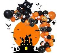 72PCS Kit Arche Ballon Halloween Decoration Frusde Batte Araignée Globe oculaire Crâne Ballons pour Fête d'Halloween Multicolore G