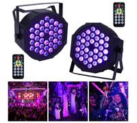 72w 36 LED Jeux de Lumières - Lumière de Scène RGBW 4 en 1 DMX - Par LED avec Stroboscope & Son Pour DJ Disco Fête PACK DE 2