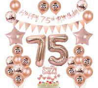 75 ans anniversaire décoration femme, bannière or rose 75 ans anniversaire guirlande 75 ans anniversaire femme ballons 75 ans anniversaire décoration gâteau 75 ans anniversaire 75 ans femme ballon