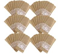 75 PièCes Toile de Jute Dentelle Couverts Pochette Rustique Mariage Vaisselle Couteau Fourchette Porte Sac Jute Jute Table DéCoration Accessoires