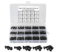 750 Pièces Petites Vis Cruciformes à Tête Ronde,Mini Vis Autotaraudeuse 15 Types M1,7 M2 M2,3 M2,5 M3 Noir - Micro Vis de Réparation électronique, pour Téléphones Lunettes Montre.