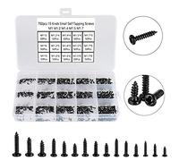 750 Pièces Petites Vis Cruciformes à Tête Ronde,Mini Vis Autotaraudeuse 15 Types M1 M1,2 M1,4 M1,5 M1,7 Noir - Micro Vis de Réparation électronique, pour Téléphones Lunettes Montre.