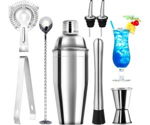 750ML Shaker Cocktail,8 Pièces INOX Shaker Vinaigrette,Professionnel kit pour Barman,Pour la maison, le bar, la fête