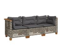 75825& NEUF Canapé de jardin - Salon bas d'extérieur - avec coussins 3 places gris - résine tressée - 190,5x63,5x62 cm