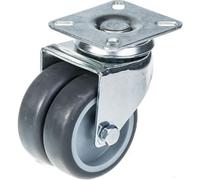 75mm 3" twin wheel castor grey rubber swivel 100kg capacity