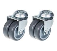 75mm 3" twin wheel castor grey rubber swivel 200kg capacity, set of 2