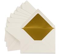 75x DIN C5 enveloppes 15,7 x 22,5 cm en blanc naturel avec doublure en soie dorée - collage humide - enveloppes vierges - enveloppes postales sans fenêtre au format C5 - Marque : FarbenFroh by GUSTAV