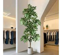 76/140 cm Arbre de figuier artificiel tropical, fausses grandes branches d'arbre de banyan, palmier en plastique, plante peinte en plastique ; grand arbre de figuier vert pour la décoration de la mais