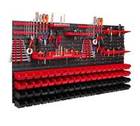 76 bacs gerbables Supports d'outils Étagère murale d'atelier Paroi d'outils 156x78cm Supports d'outils Système de stockage Bacs à bec Étagère murale extra-résistante Étagère extensible Étagère d'ateli