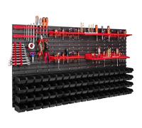 76 bacs gerbables Supports d'outils Étagère murale d'atelier Paroi d'outils 156x78cm Supports d'outils Système de stockage Bacs à bec Étagère murale extra-résistante Étagère extensible Étagère d'ateli