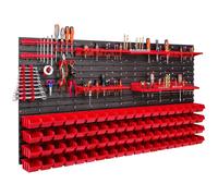 76 bacs gerbables Supports d'outils Étagère murale d'atelier Paroi d'outils 156x78cm Supports d'outils Système de stockage Bacs à bec Étagère murale extra-résistante Étagère extensible Étagère d'ateli