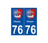 76 Dieppe blason autocollant plaque stickers ville - Angles : droits