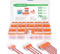 76 Pièces Connecteur Electrique, Borne de Connexion 2 Entrées | 3 Entrées 5 Entrées, Domino Electrique avec Leviers Outillage Electricien pour 412, 413, 415 Câblage