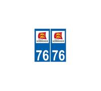 76 Seine-Maritime autocollant plaque immatriculation auto département sticker Normandie nouveau logo - Angles : arrondis Arrondis