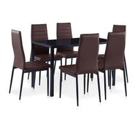 (76468) Ensemble à dîner 7 pcs - Table + 6 chaises de cuisine Design contemporain - Marron POIDS 43.95