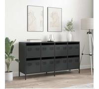 (7695)Commode - contemporain - Buffet rangement - noir 135x39x73,5 cm acier laminé à froid ,poid:45.8 kg