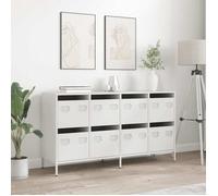 (7699)Commode - contemporain - Buffet rangement - blanc 135x39x73,5 cm acier laminé à froid ,poid:45.8 kg