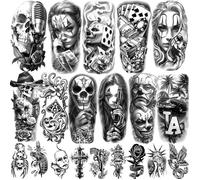 77 Feuilles de Tatouages Temporaires Chicano - Motifs Gangster, Prisonnier, Jour des Morts et Autres - pour Adultes