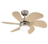 78158 Ventilateur de plafond d'intérieur à six pales et une lampe Turbo Swirl de 76 cm, finition en titane avec verre opale dépoli