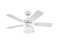 78704 Ventilateur de plafond d’intérieur blanc de 90 cm Princess Radiance II, kit d‘éclairage avec dôme en verre opale dépoli