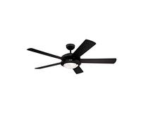 78719 Ventilateur de plafond d’intérieur en noir mat de 132 cm Comet, kit d‘éclairage avec verre opale dépoli