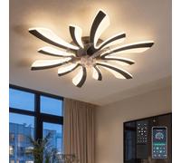 78cm Ventilateur de Plafond avec Lumière et Télécommande Grand Luminaire Ventilateur Plafond Dimmable 6 Vitesses DC Réversible été/hiver Plafonnier Ventilateur Silencieux pour Chambre Salon,Noir