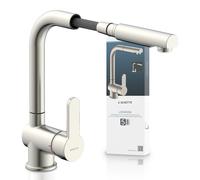 79705U LONDON Mitigeur d'évier, acier inoxydable brossé, avec bec extractible