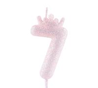 7e Bougies d'anniversaire Paillettes Couronne Violette, Bougie de Nombre d'Anniversaire Violet Clair pour Décorations de Gâteau de Mariage d'Anniversaire de Fête Heureuse Fournitures pour Filles
