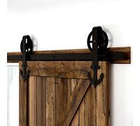 7FT/213cm Systeme Coulissant Porte Suspendue Porte Simple Forme D'ancre-Big Wheel Barn Door Hardware Kit Anchor Shape