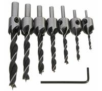 7pcs HSS 5 Fraise Foret Mèche Perceuse Bois Chanfrein 3-10mm ris argenté