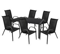 7pcs Meuble de jardin Ensemble de salle à manger Table Chaise 160x90cm