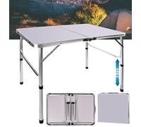 7Sevenjokers Table de Marché Pliante 90x60cm, Table Camping Aluminium Robuste Hauteur Réglable, Valise Transportable avec Poignée, Plateau MDF Blanc Solide, Stand Pliable pour Brocante Fête et Buffet