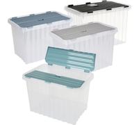7x Boîtes à vagues 88L 60x45x45cm Couvercle Transparent Rangement Coffre à jouets