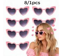 8/1 pièce Lunettes décoratives en forme de cœur rose : Décoration de fête, fournitures, accessoires de mariage (mariée/marié), fête de fiançailles, fête de demoiselle d'honneur, enterrement de vie de 