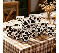 8/24/40 pièces Gobelets en papier motif vache noir et blanc, grande capacité de 9 oz, convient pour les boissons froides et chaudes, parfait pour la fête de la moisson, l'anniversaire, la fête à thème