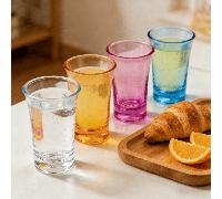 8/4 pièces Set de verres à liqueur multicolores en acrylique transparent, incluant violet, jaune, bleu, transparent - Verres à whisky et tequila de 1 oz, tasses à shooter épaisses et incassables réuti