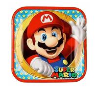 8 Assiettes carrées 23 cm en Papier Super Mario